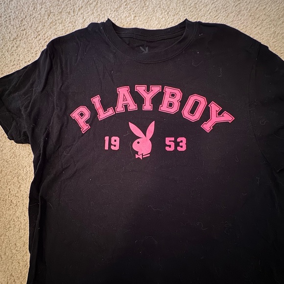 Playboy Black T-Shirt With Hot Pink size medium - Picture 2 of 4